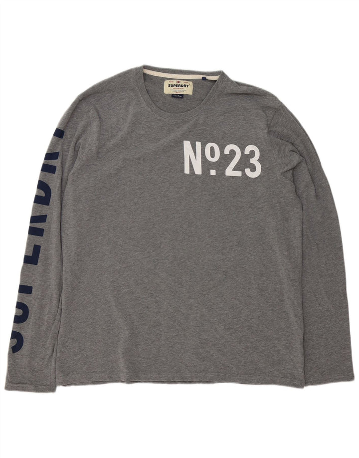 Superdry Herren Graphic Top Langarm 3XL Grau Baumwolle