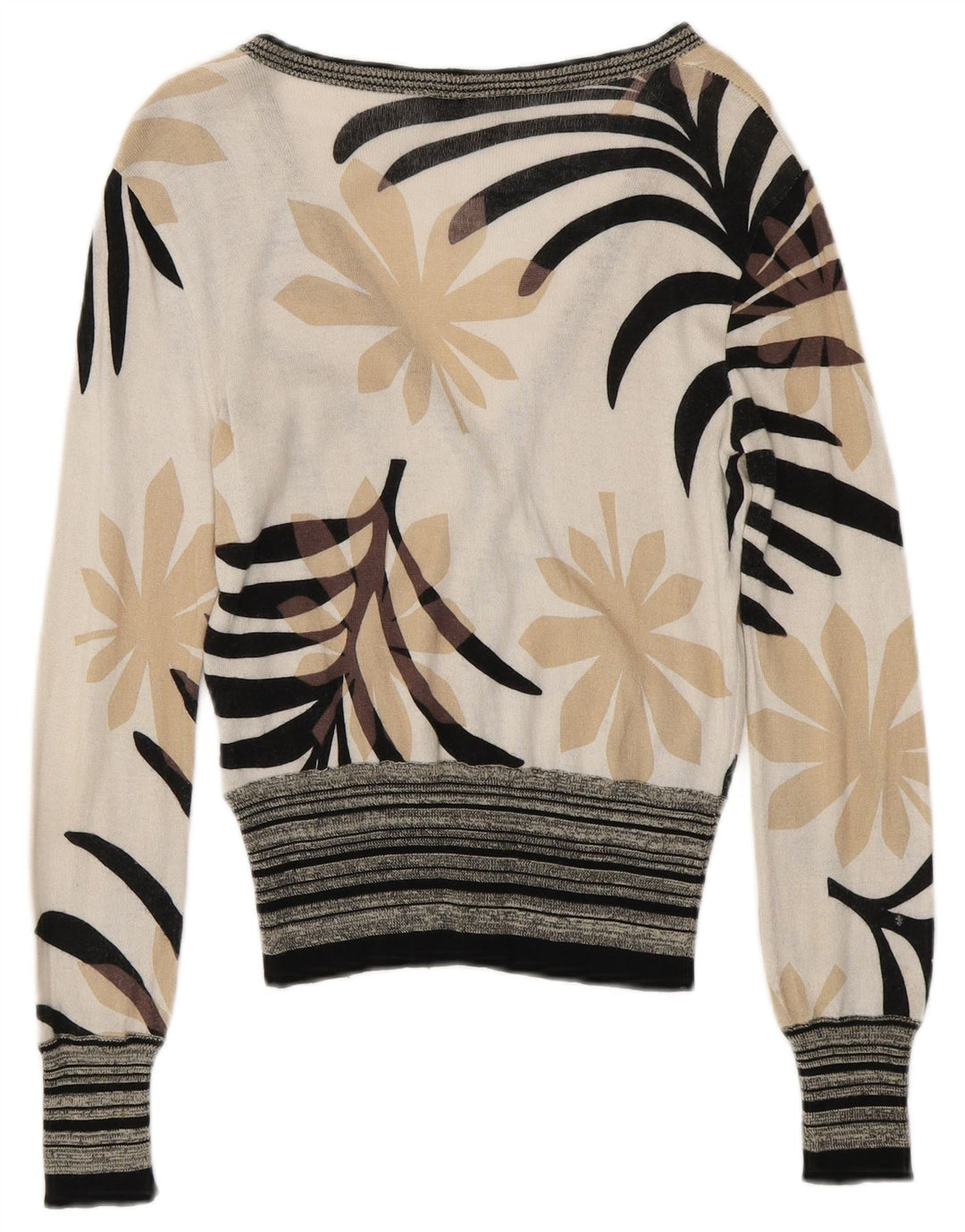 ICEBERG Damen-Cardigan-Pullover UK 6 XS Off White Floral Cotton