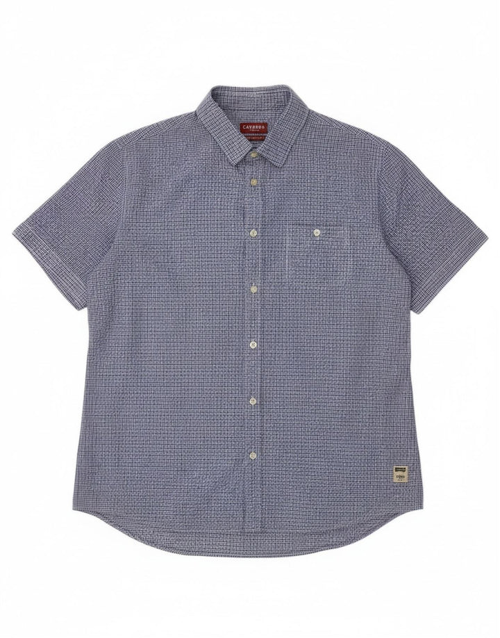 Carrera Herren-Hemd, kurzärmelig, normale Passform, XL, blau, Gingham-Baumwolle