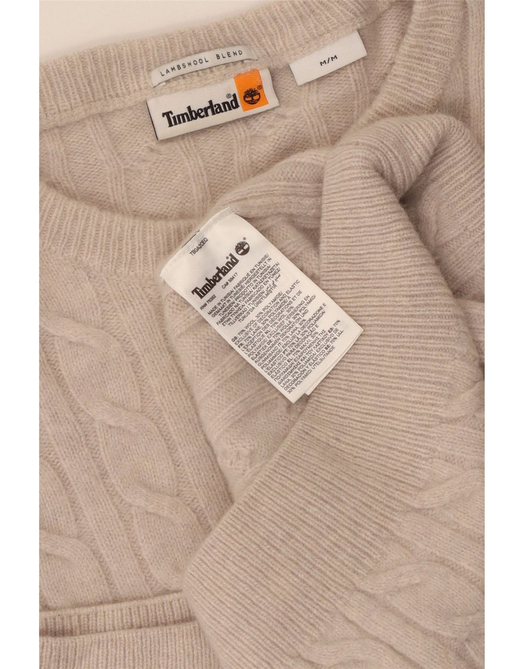 TIMBERLAND Herren-Pullover mit Rundhalsausschnitt, mittelbeige Wolle