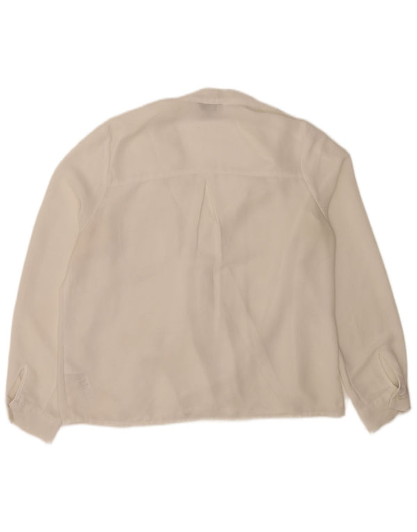 Topshop Langarm-Blusenoberteil für Damen, UK 12, Mittelweiß, Polyester