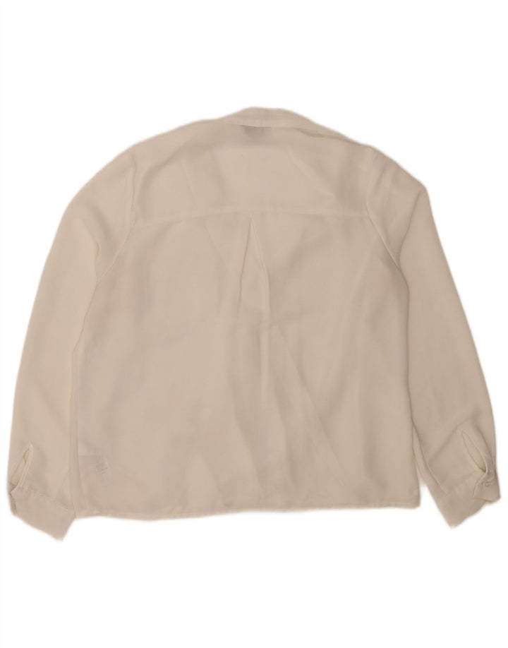 Topshop Langarm-Blusenoberteil für Damen, UK 12, Mittelweiß, Polyester