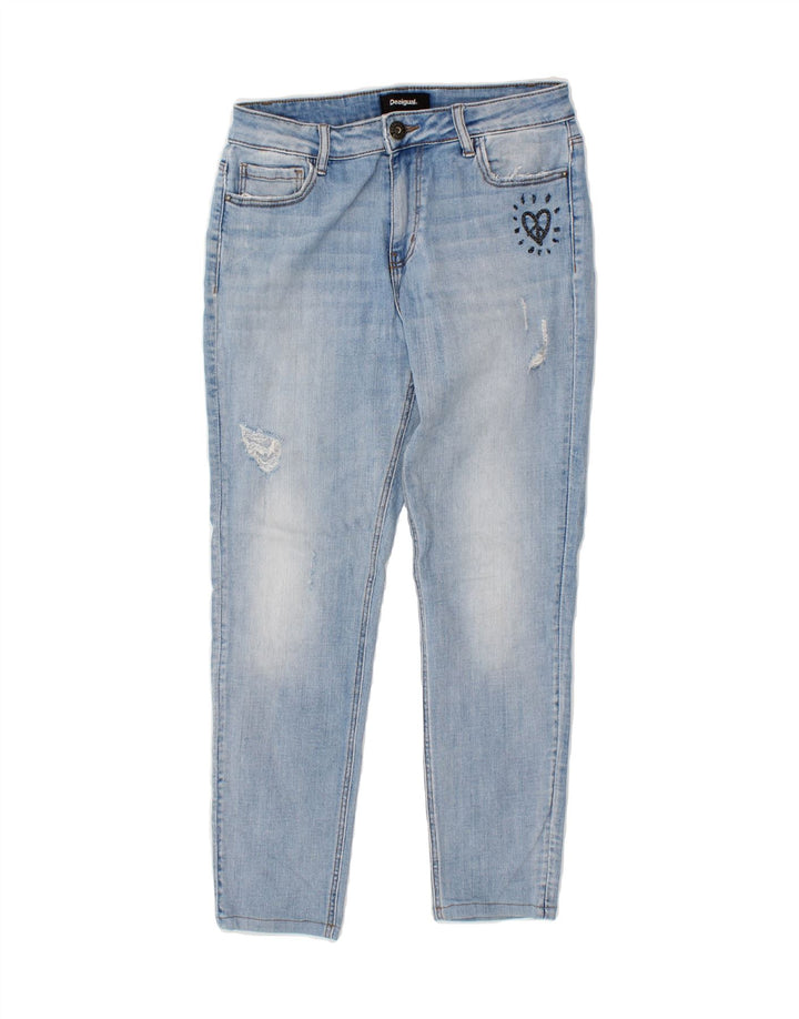 DESIGUAL Womens Distressed Slim Jeans W30 L26 Blue Cotton Vintage Desigual and Second-Hand Desigual from Messina Hembry 