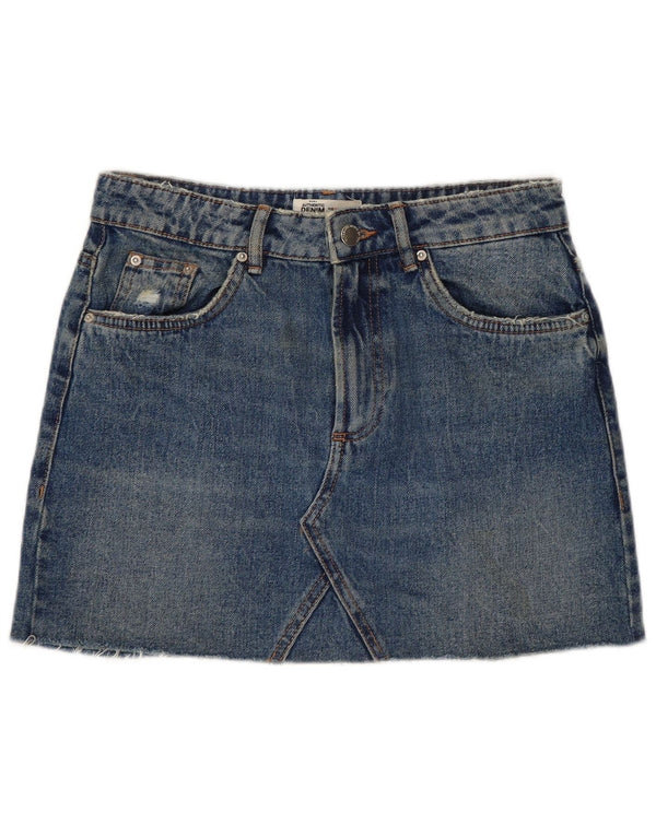 ZARA Damen Mini-Jeansrock, Größe S, Größe W26, Blau, Baumwolle