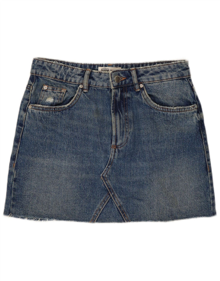 ZARA Damen Mini-Jeansrock, Größe S, Größe W26, Blau, Baumwolle