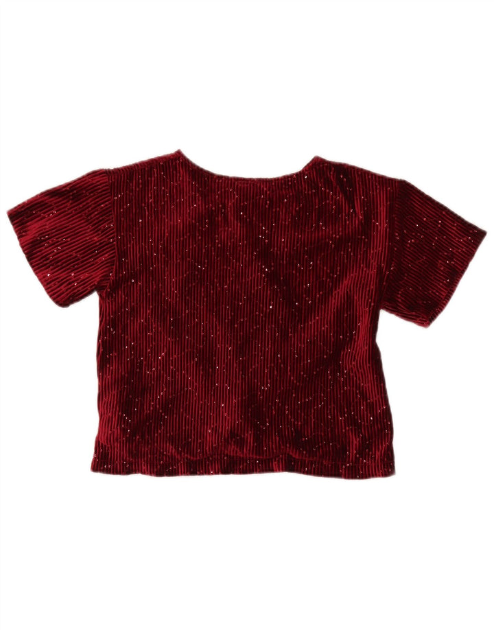 Zara Velours-Blusenoberteil für Mädchen, 9–10 Jahre, rotes Polyester