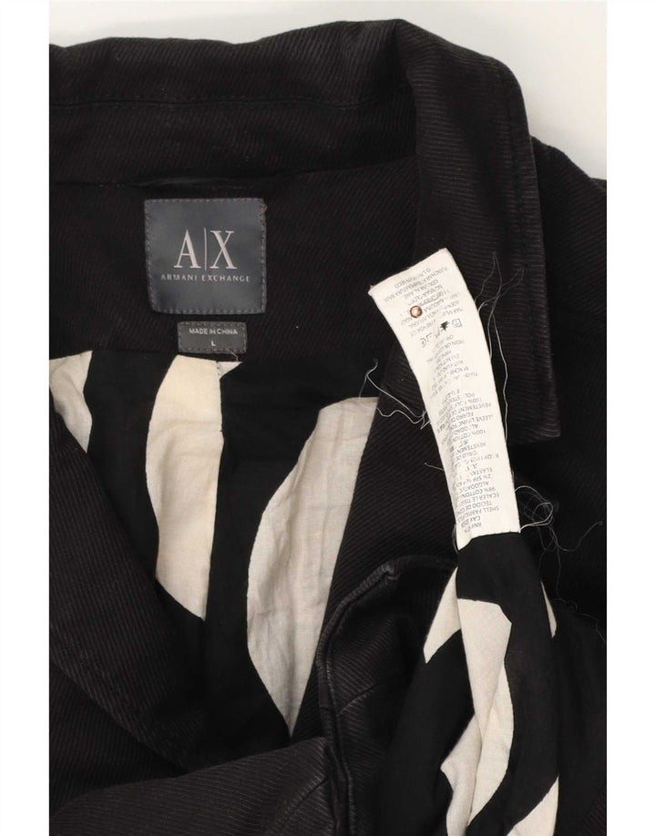 Armani Exchange Damen 3-Knopf-Bolerojacke UK 14 Große schwarze Baumwolle
