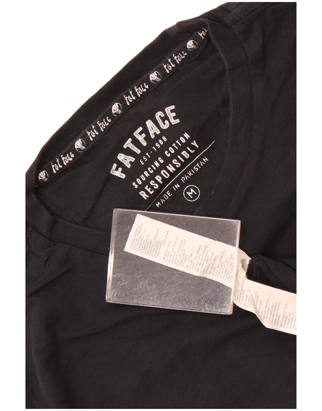 Fat Face Herren T-Shirt Top Medium Schwarz Baumwolle