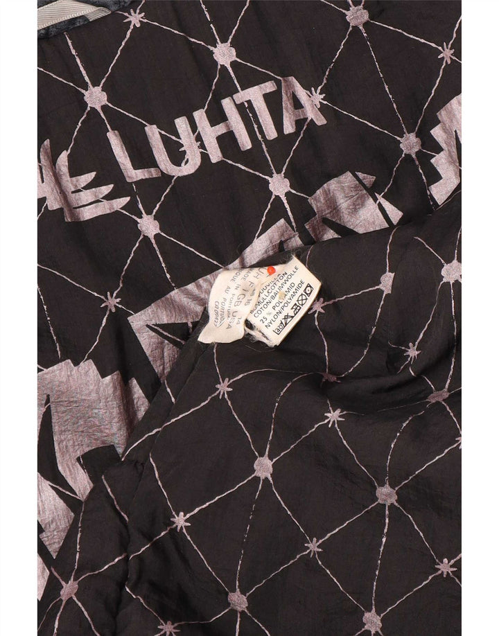 Luhta Damen Übergroßer gepolsterter Mantel UK 16 Große schwarze Colourblock-Baumwolle