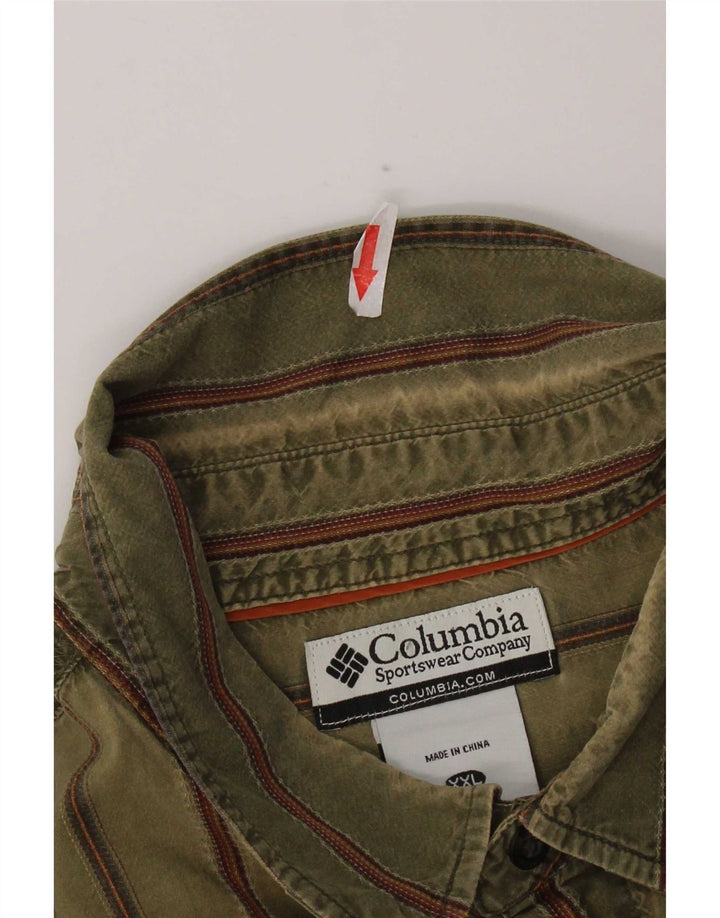 Columbia Damenhemd 2XL Khaki gestreift aus Baumwolle