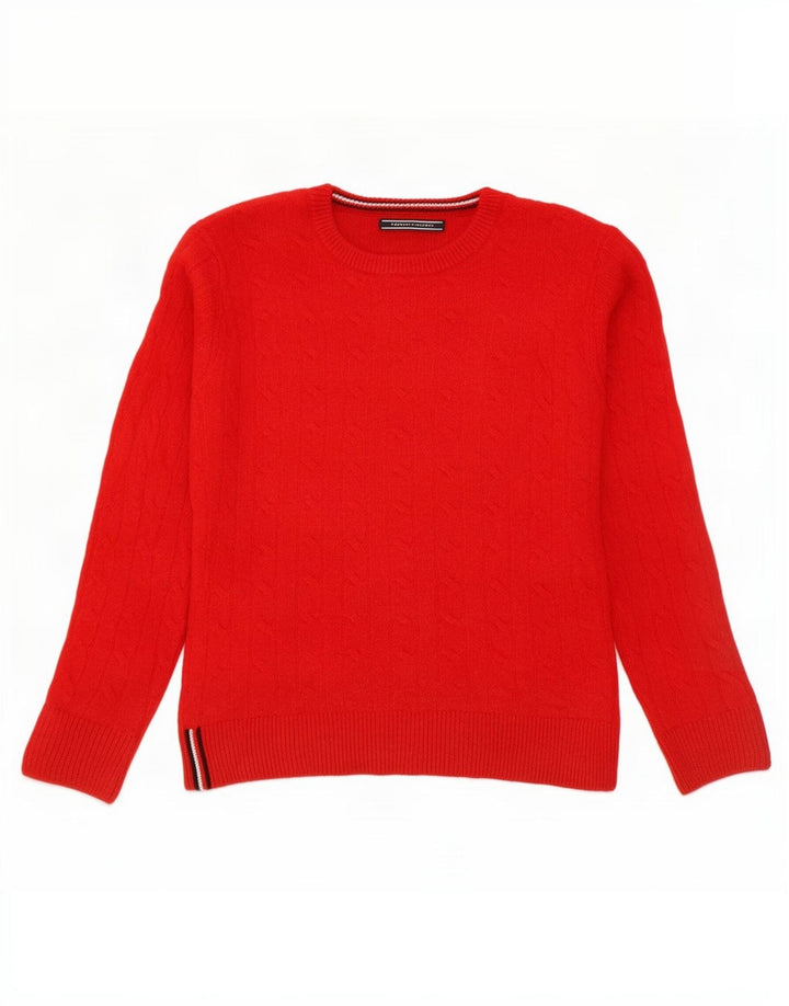 Tommy Hilfiger Damen-Pullover mit Rundhalsausschnitt, UK 14, mittelrote Wolle