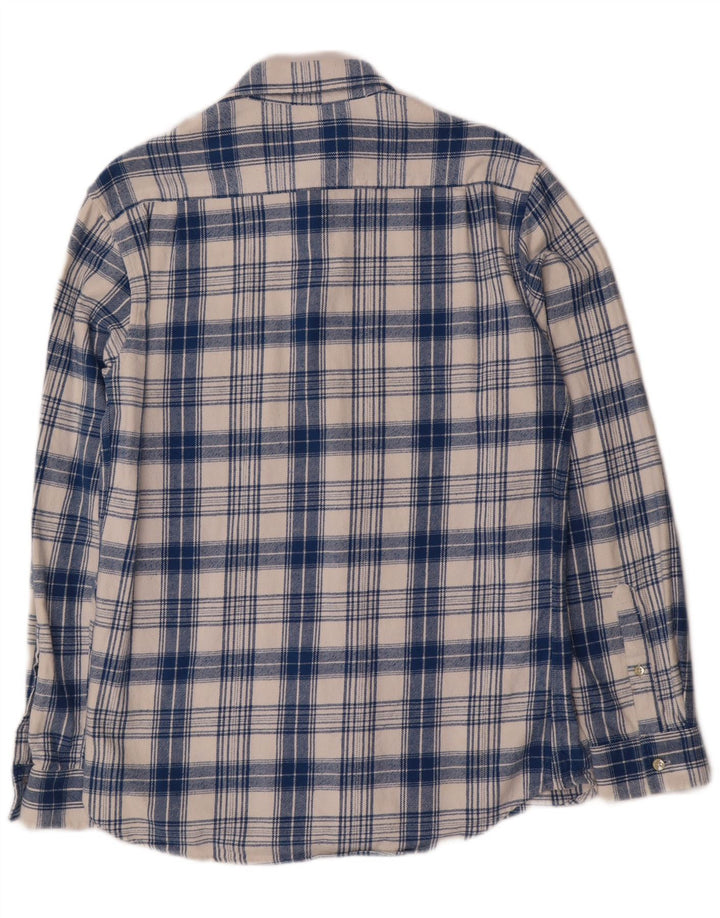 Jack Wills Herren-Flanellhemd aus mittelblau karierter Baumwolle