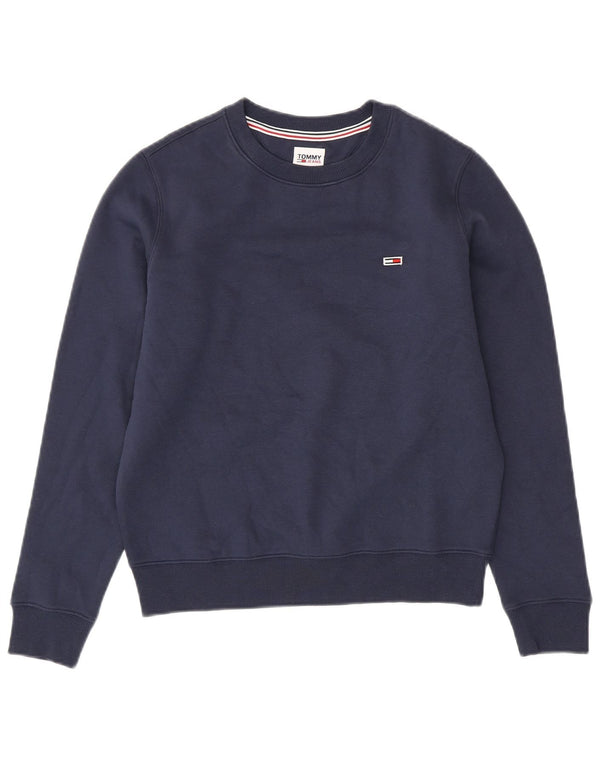 TOMMY HILFIGER Damen Übergroßer Sweatshirt-Pullover UK 6 XS Marineblaue Baumwolle