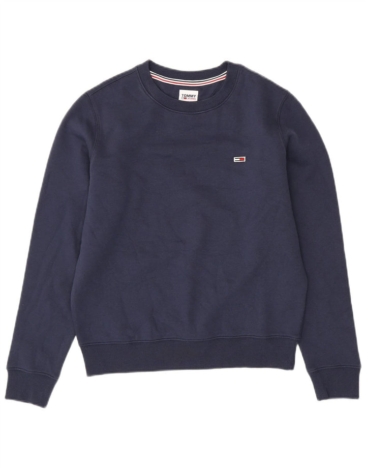 TOMMY HILFIGER Damen Übergroßer Sweatshirt-Pullover UK 6 XS Marineblaue Baumwolle