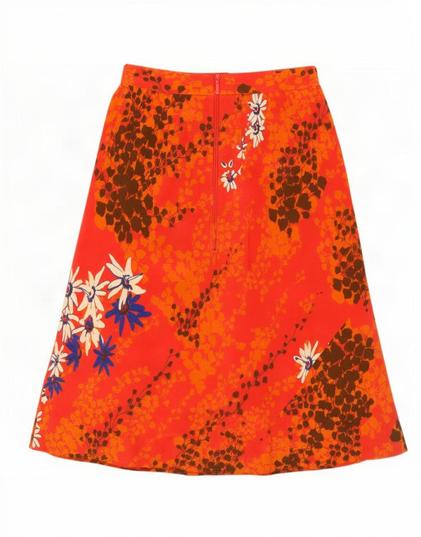 Vintage Damen A-Linie Rock W28 Medium Orange Floral