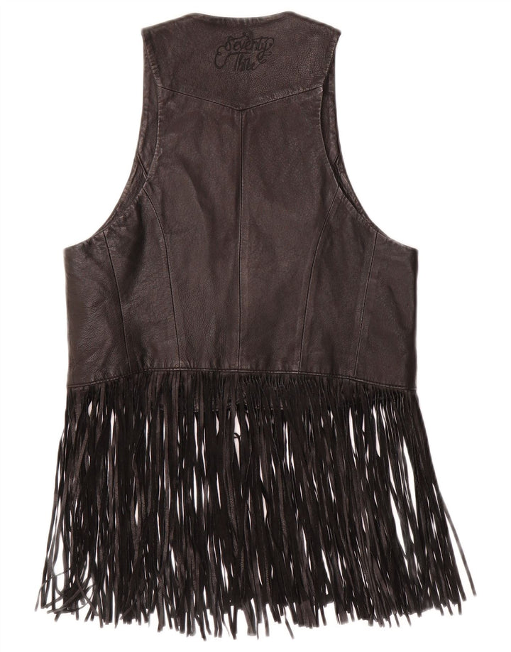 PEPE JEANS Damen Lederweste UK 10 Kleiner schwarzer Leder-Cowboy