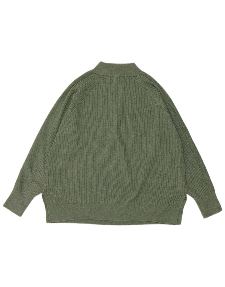 Marks & Spencer Damen-Pullover mit Reißverschluss am Hals, UK 14, Mittelgrün, Polyester