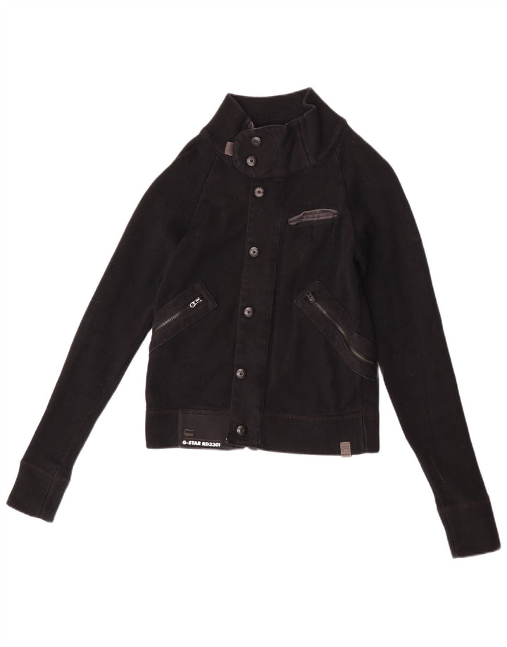 G-Star Damen Crop Bomberjacke UK 12 Mittelschwarze Baumwolle
