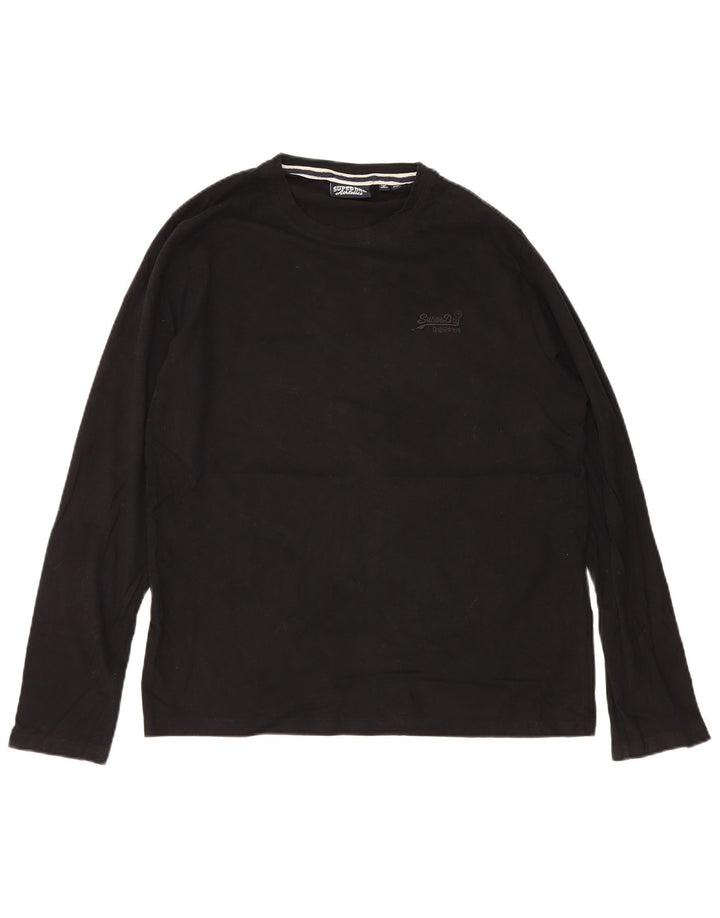 Superdry Herren Top Langarm 2XL Schwarz Baumwolle