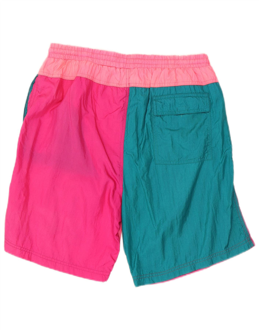 Vintage Herren Bademode XL Rosa Colourblock Polyamid