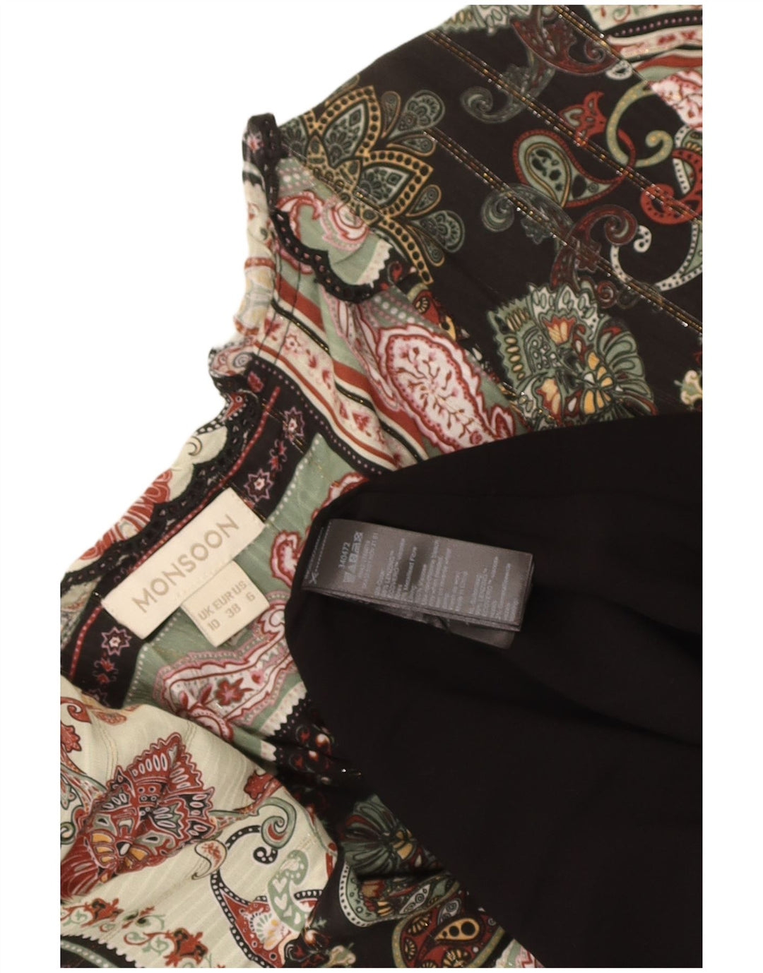 Monsoon Damen-Maxikleid mit 3/4-Ärmeln, Größe S, mehrfarbig, Patchwork
