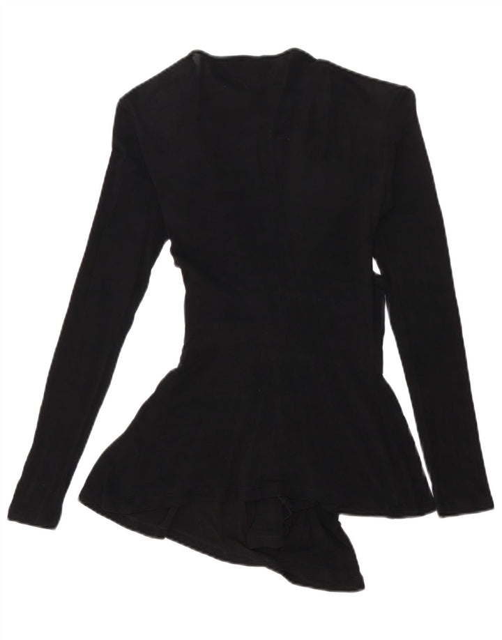 Elisabetta Franchi Damen Langarm-Blusenoberteil IT 40 Small Black Cupro