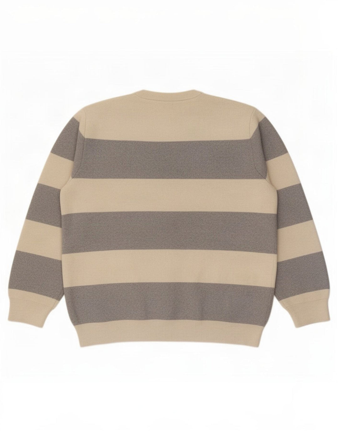 Marks & Spencer Herren-Pullover mit Rundhalsausschnitt, XL, beige gestreift, Polyester