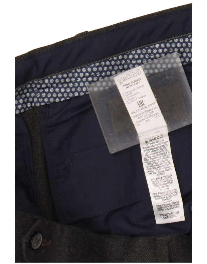 Gerade Herren-Anzughose von Marks & Spencer, W38, L31, graue Baumwolle