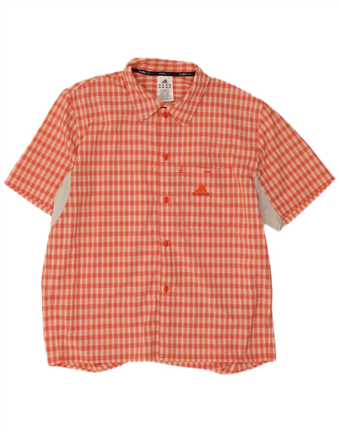 Adidas Herren Climalite Kurzarmhemd, großes orangefarbenes Karo-Polyester