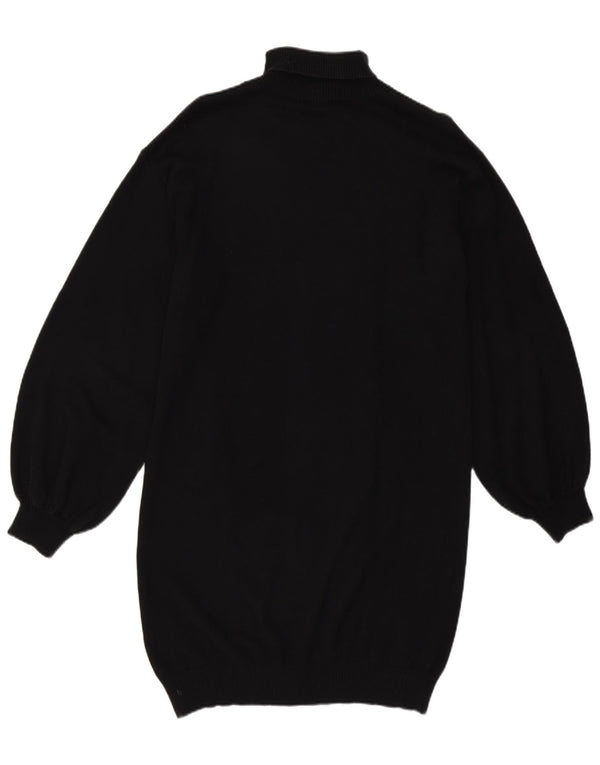 Moschino Mädchen-Pulloverkleid mit Rollkragen und Grafik, 13–14 Jahre, schwarze Baumwolle