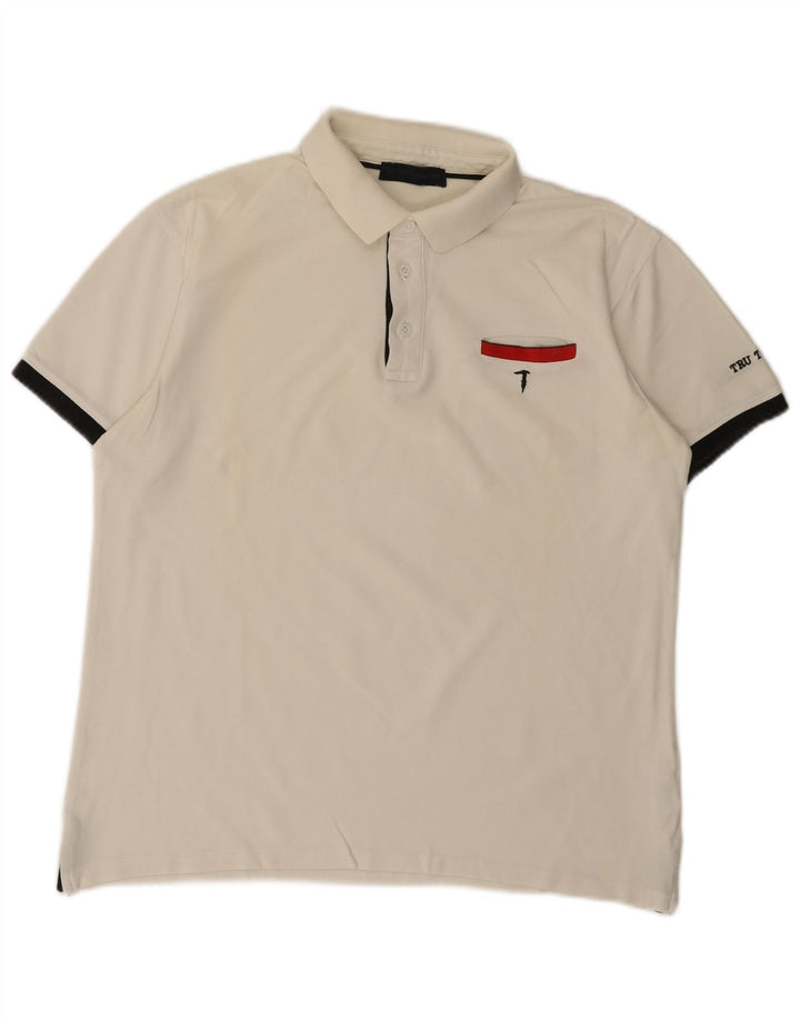 Trussardi Herren-Poloshirt, groß, aus weißer Baumwolle