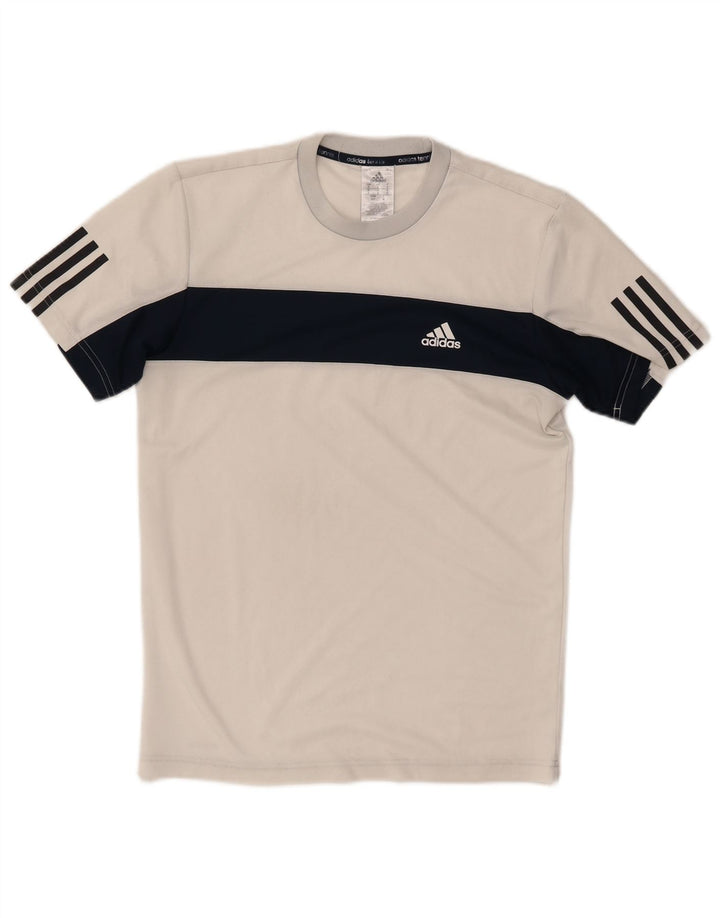 ADIDAS Herren Tennis T-Shirt Top Small Weiß Colourblock Polyester