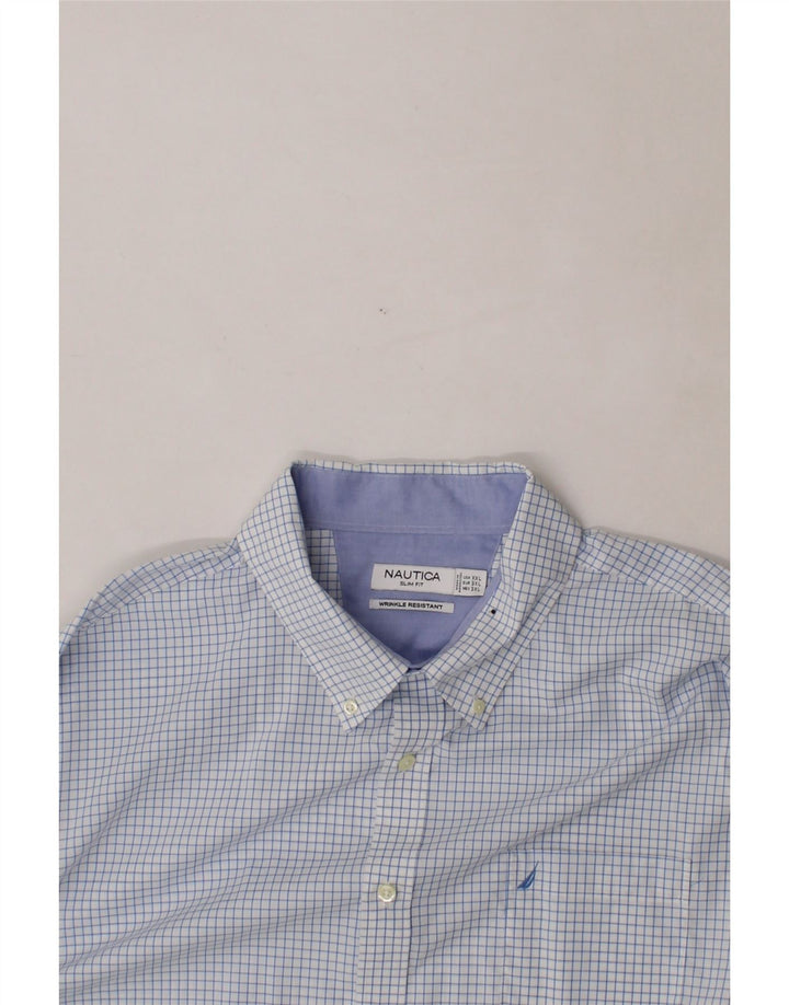 NAUTICA Mens Slim Fit Shirt 2XL Blue Check Cotton Vintage Nautica and Second-Hand Nautica from Messina Hembry 