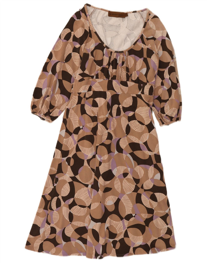 Fenn Wright Manson Damen-A-Linien-Kleid, Größe S, Beige, geometrisch, Baumwolle