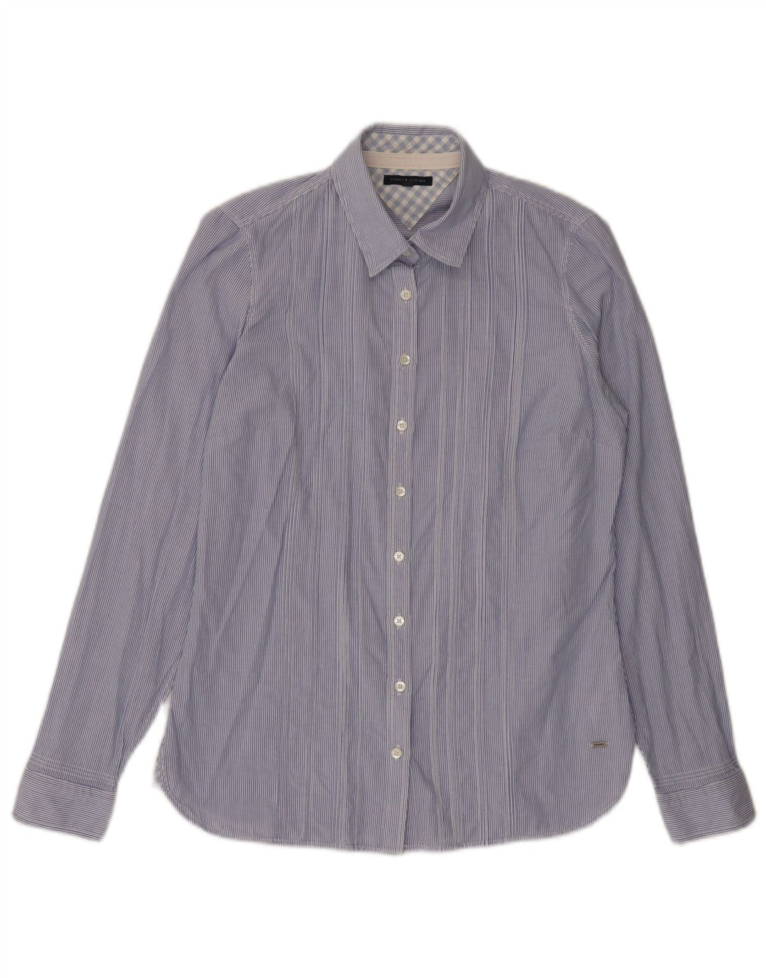 Tommy Hilfiger Damenhemd US 6 Mittelblaue Nadelstreifen-Baumwolle