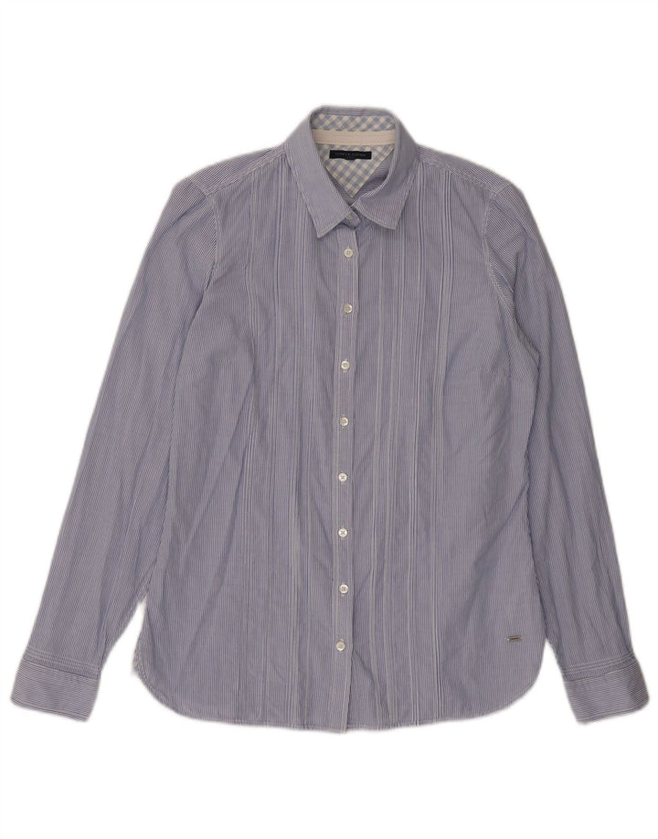 Tommy Hilfiger Damenhemd US 6 Mittelblaue Nadelstreifen-Baumwolle