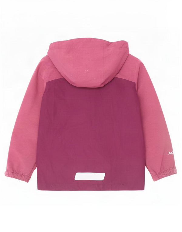 Berghaus Mädchen-Regenjacke mit Kapuze, 5–6 Jahre, kastanienbraunes Farbblock-Polyester