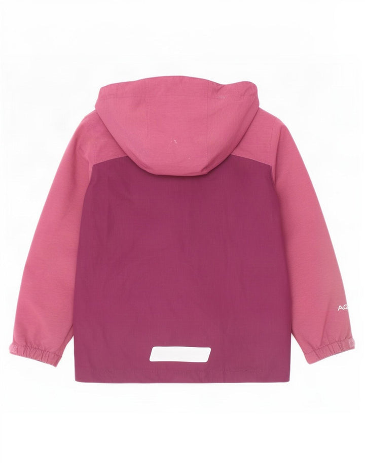 Berghaus Mädchen-Regenjacke mit Kapuze, 5–6 Jahre, kastanienbraunes Farbblock-Polyester