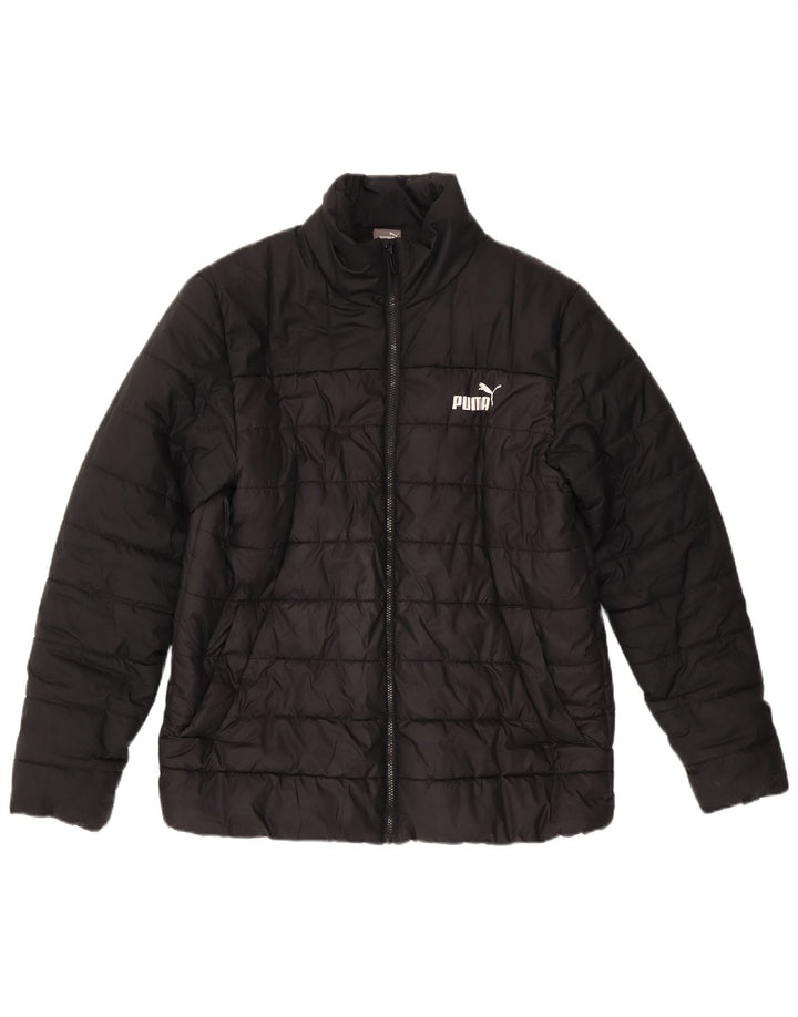 Puma Herren Grafik gepolsterte Jacke UK 40 Large Schwarz Polyester