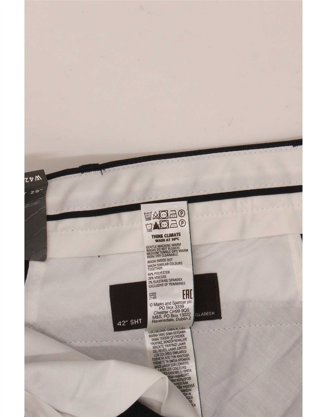 Marks & Spencer Herren Chinohose W42 L29 Marineblau Polyester