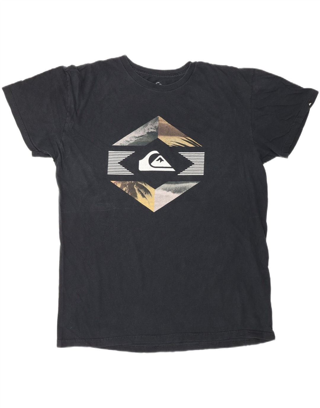 QUIKSILVER Herren-T-Shirt mit normaler Passform, Grafik, Größe L, Schwarz