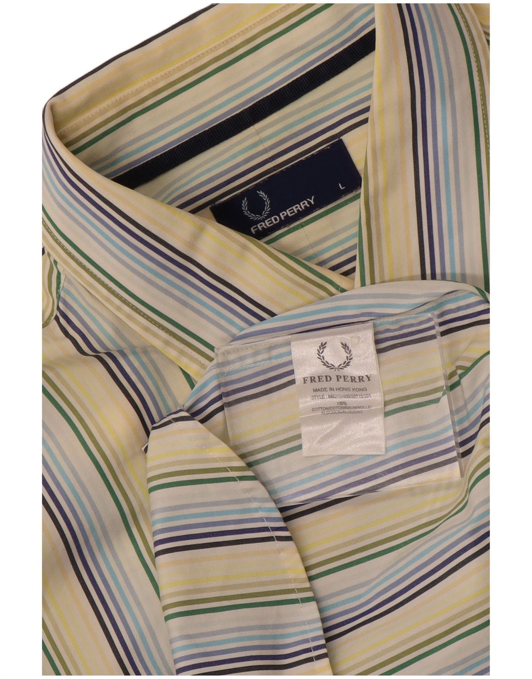 Fred Perry Herrenhemd, groß, gelbe Nadelstreifen-Baumwolle