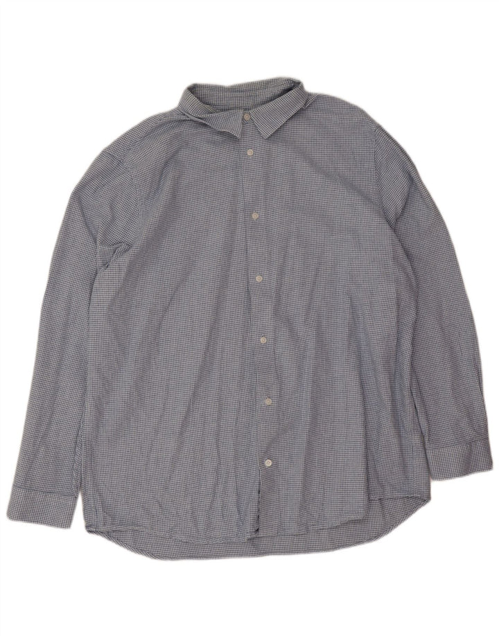 Marks & Spencer Herren-Flanellhemd 2XL, blaue Hahnentritt-Baumwolle