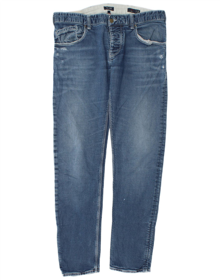 Armani Herren Distressed Slim Jeans W34 L34 Blaue Baumwolle