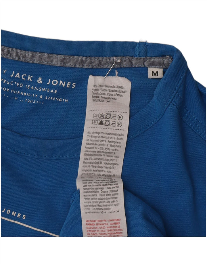 Jack & Jones Herren Grafik-T-Shirt-Oberteil aus mittelblauer Baumwolle