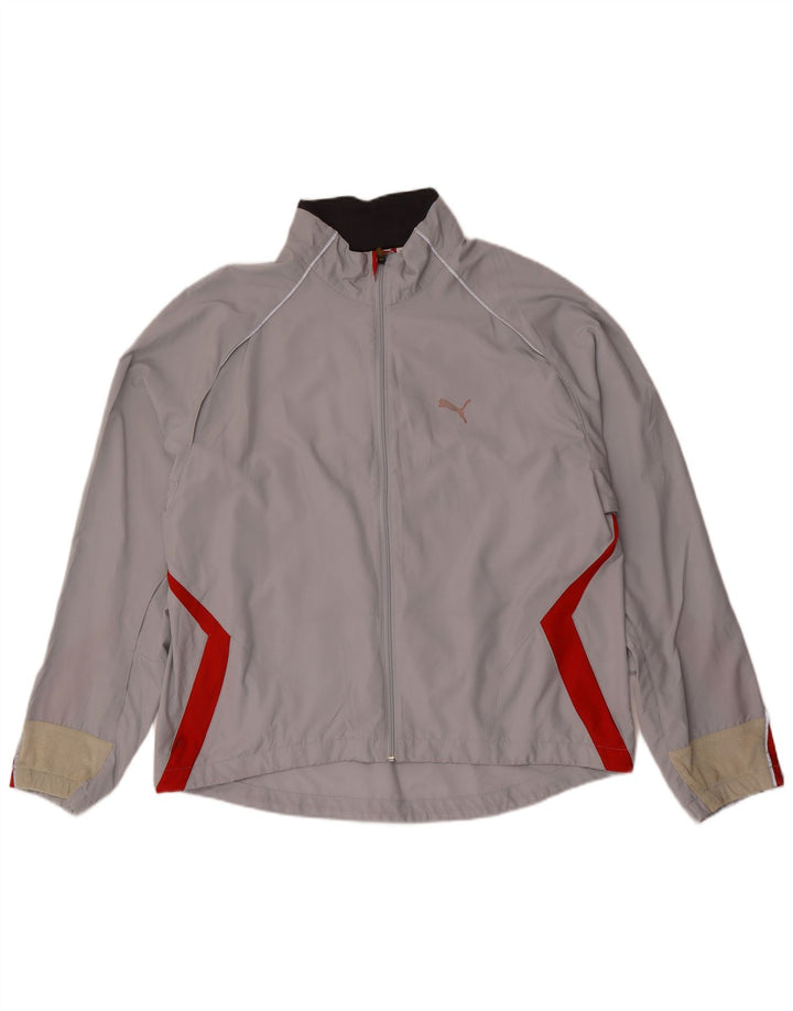 Puma Herren-Trainingsanzug-Top-Jacke XL, graues Colourblock-Polyester