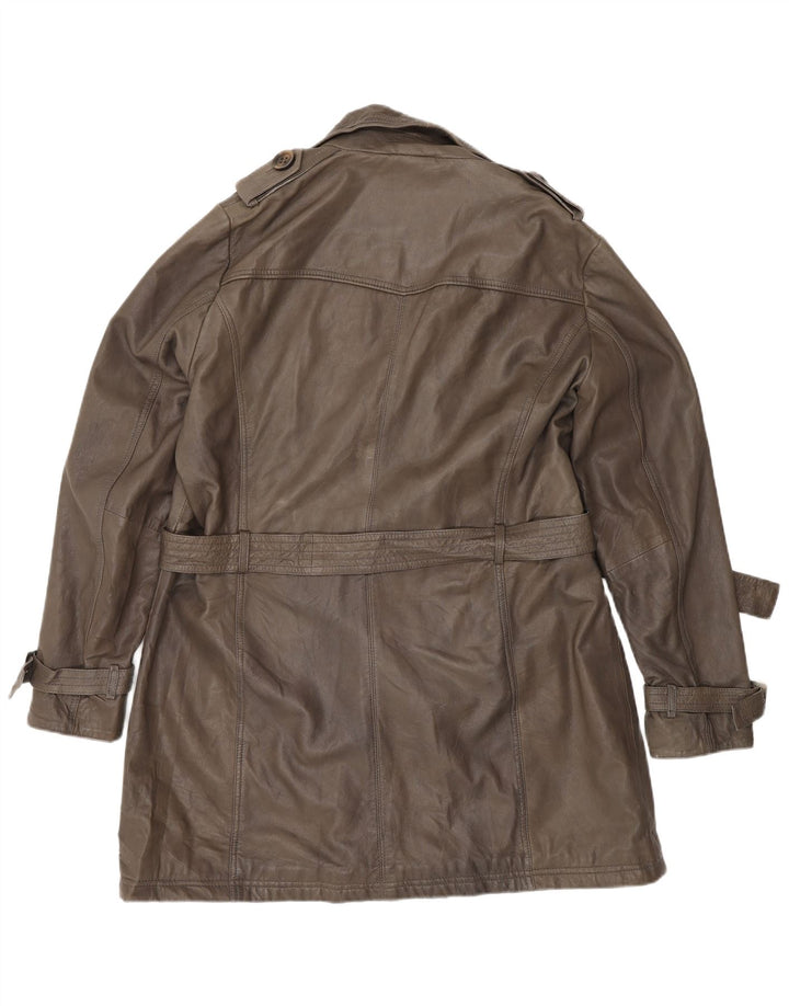 ALBA MODA Damen Militär-Ledermantel UK 20 2XL Braunes Leder