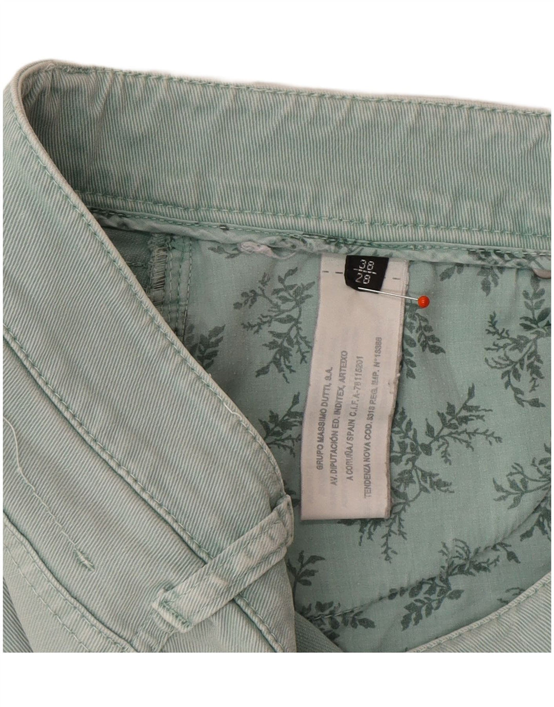 MASSIMO DUTTI Womens Denim Shorts EU 38 Small W28 Green Cotton