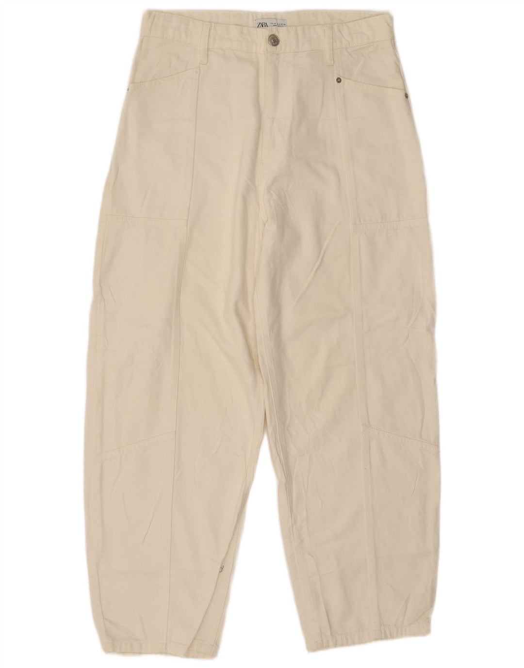 Zara Damen High Rise Loose Jeans EU 40 Medium W32 L27 Off White