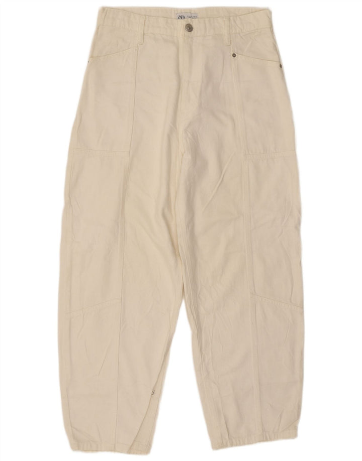 Zara Damen High Rise Loose Jeans EU 40 Medium W32 L27 Off White
